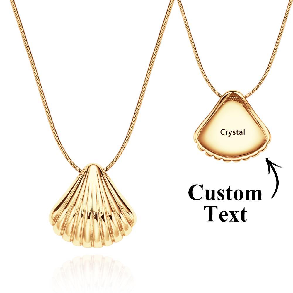 Custom Engraved Necklace Scallop Shell Pendant Gift - soufeelus