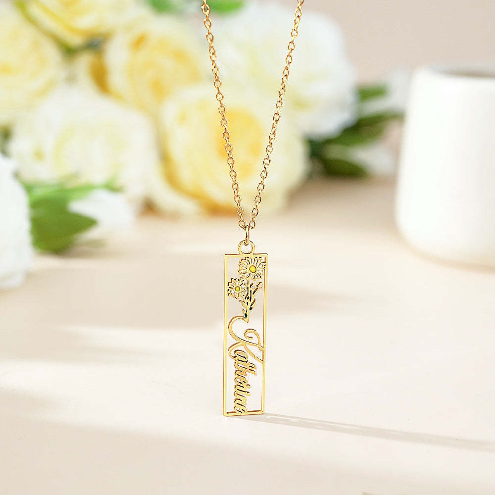 Personalized Birth Flower Name Necklace Bride Bridesmaid Gift for Women - soufeelus