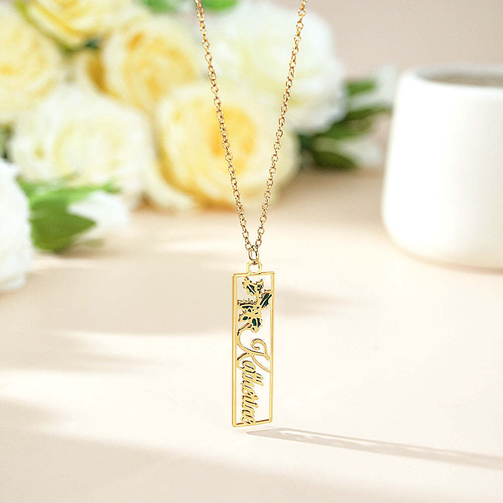 Personalized Birth Flower Name Necklace Bride Bridesmaid Gift for Women - soufeelus