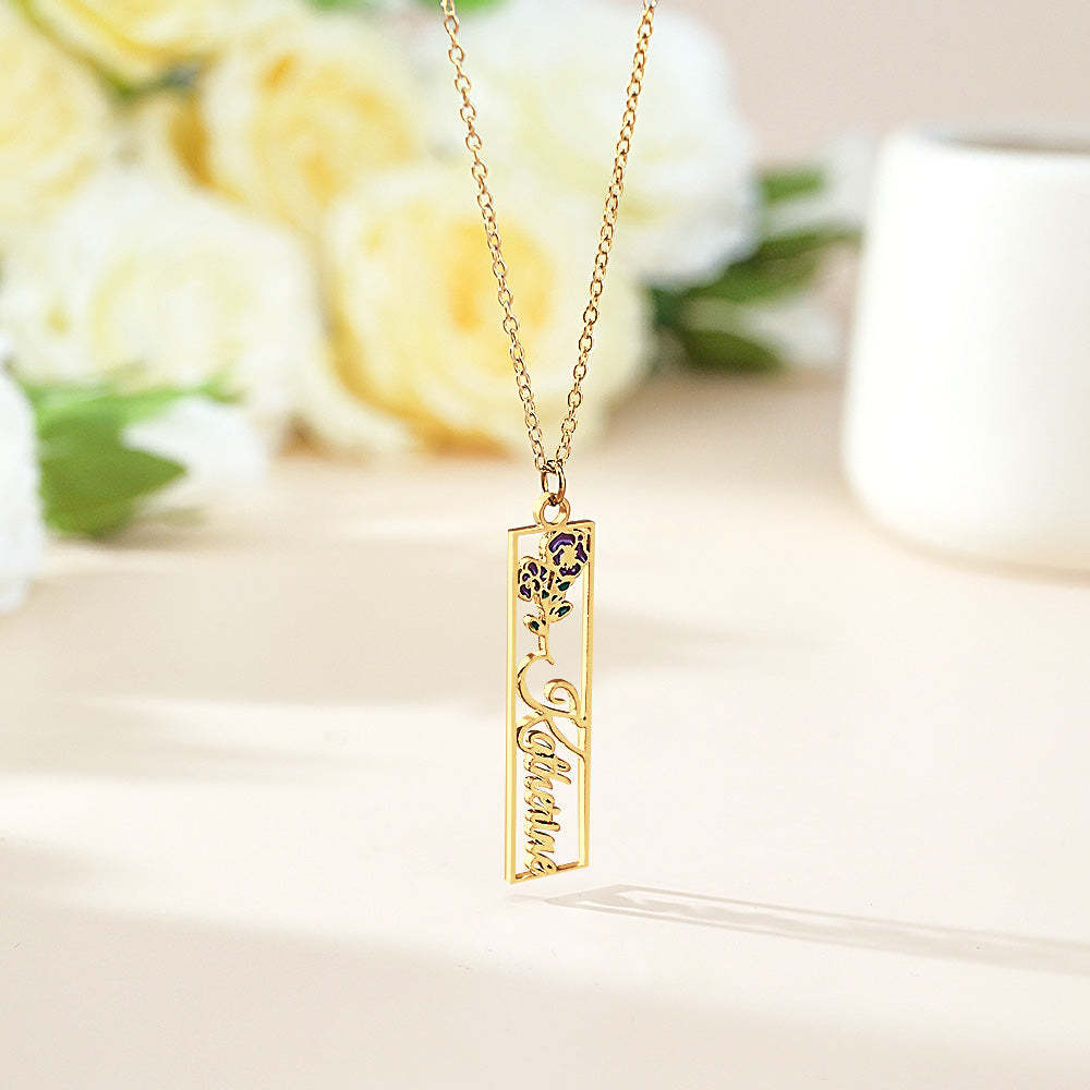 Personalized Birth Flower Name Necklace Bride Bridesmaid Gift for Women - soufeelus