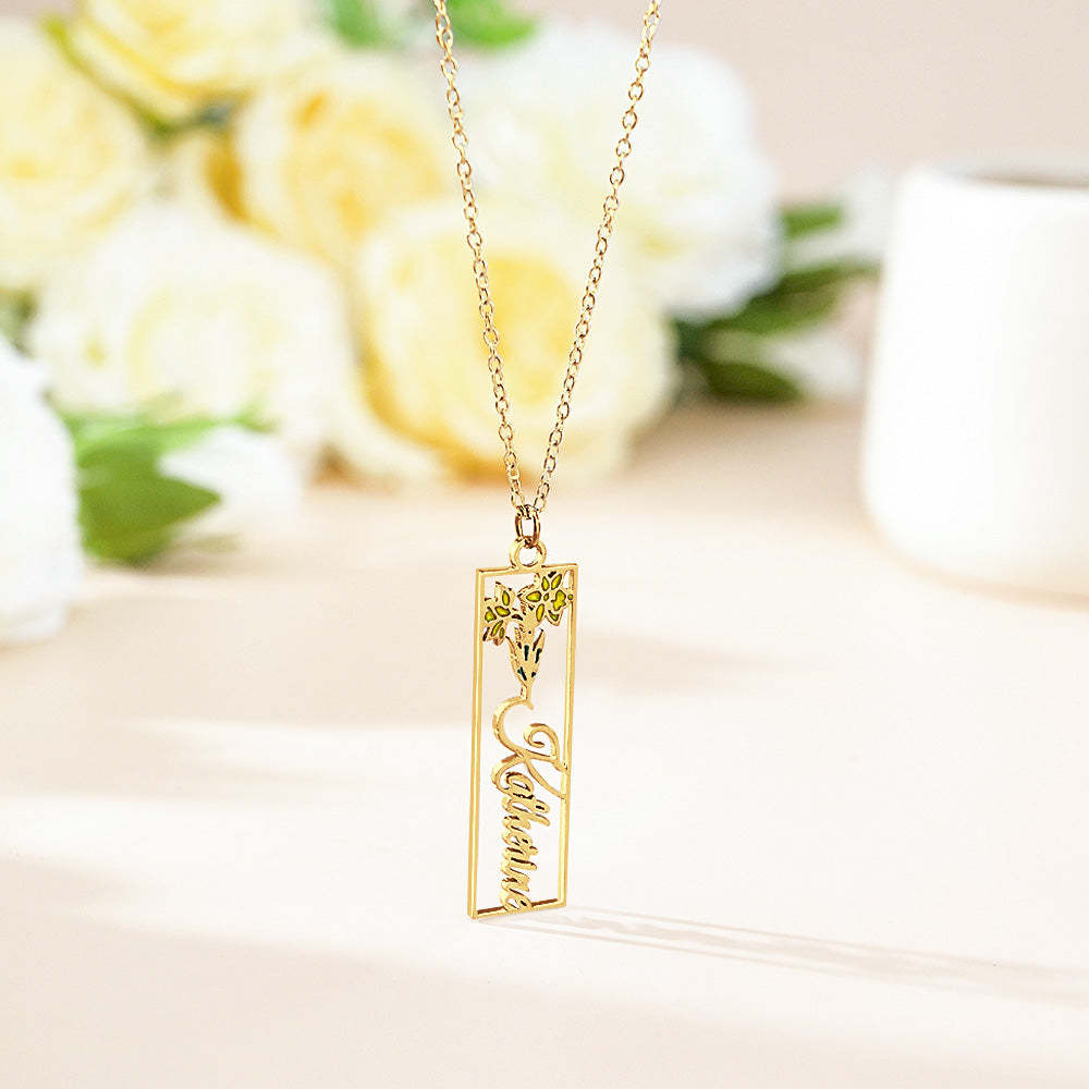 Personalized Birth Flower Name Necklace Bride Bridesmaid Gift for Women - soufeelus