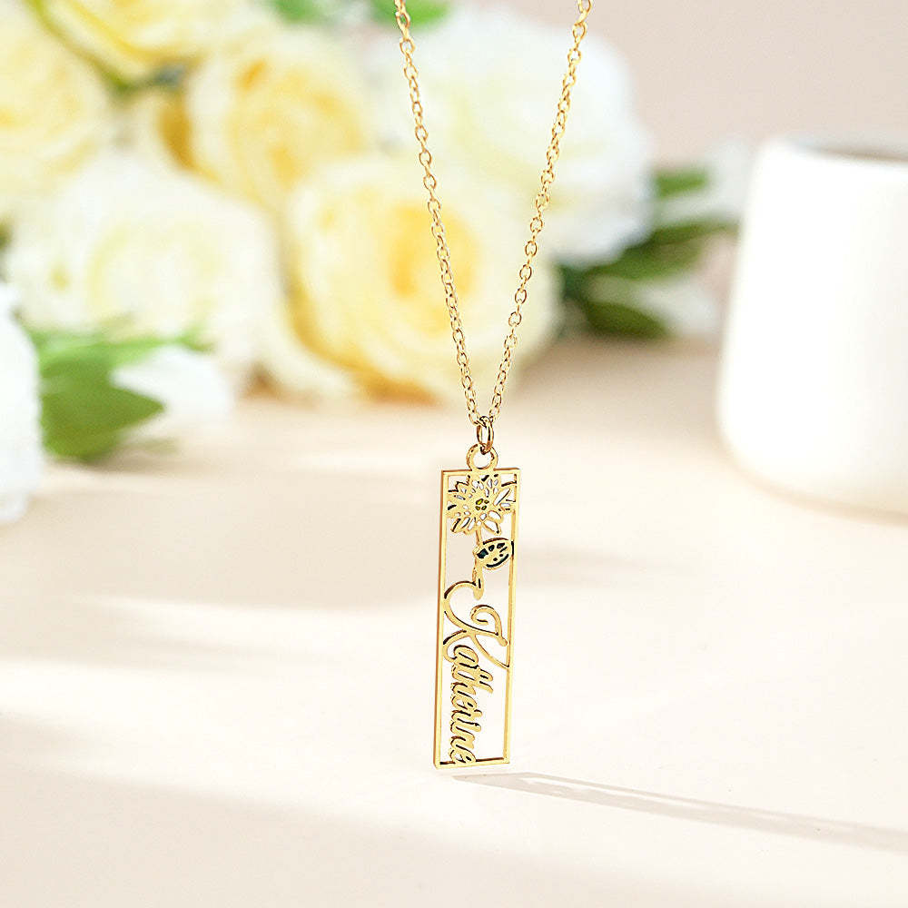 Personalized Birth Flower Name Necklace Bride Bridesmaid Gift for Women - soufeelus