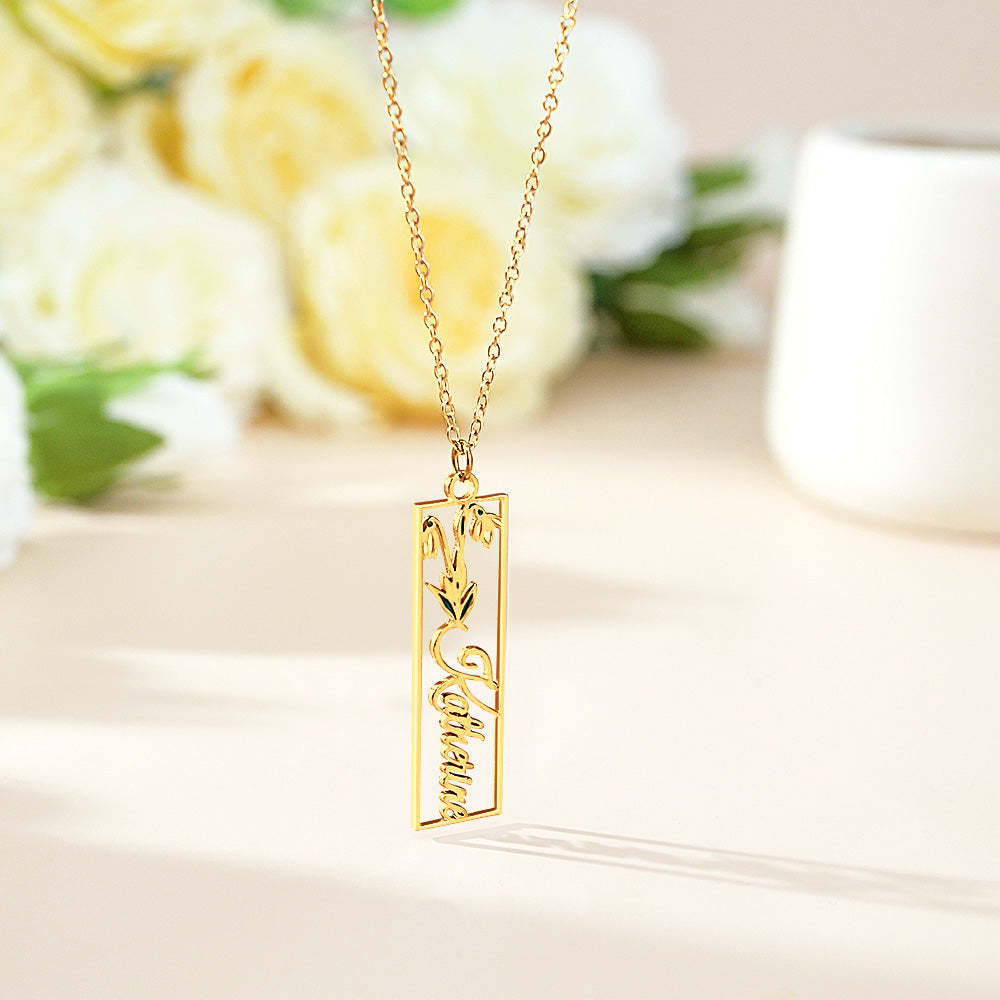 Personalized Birth Flower Name Necklace Bride Bridesmaid Gift for Women - soufeelus