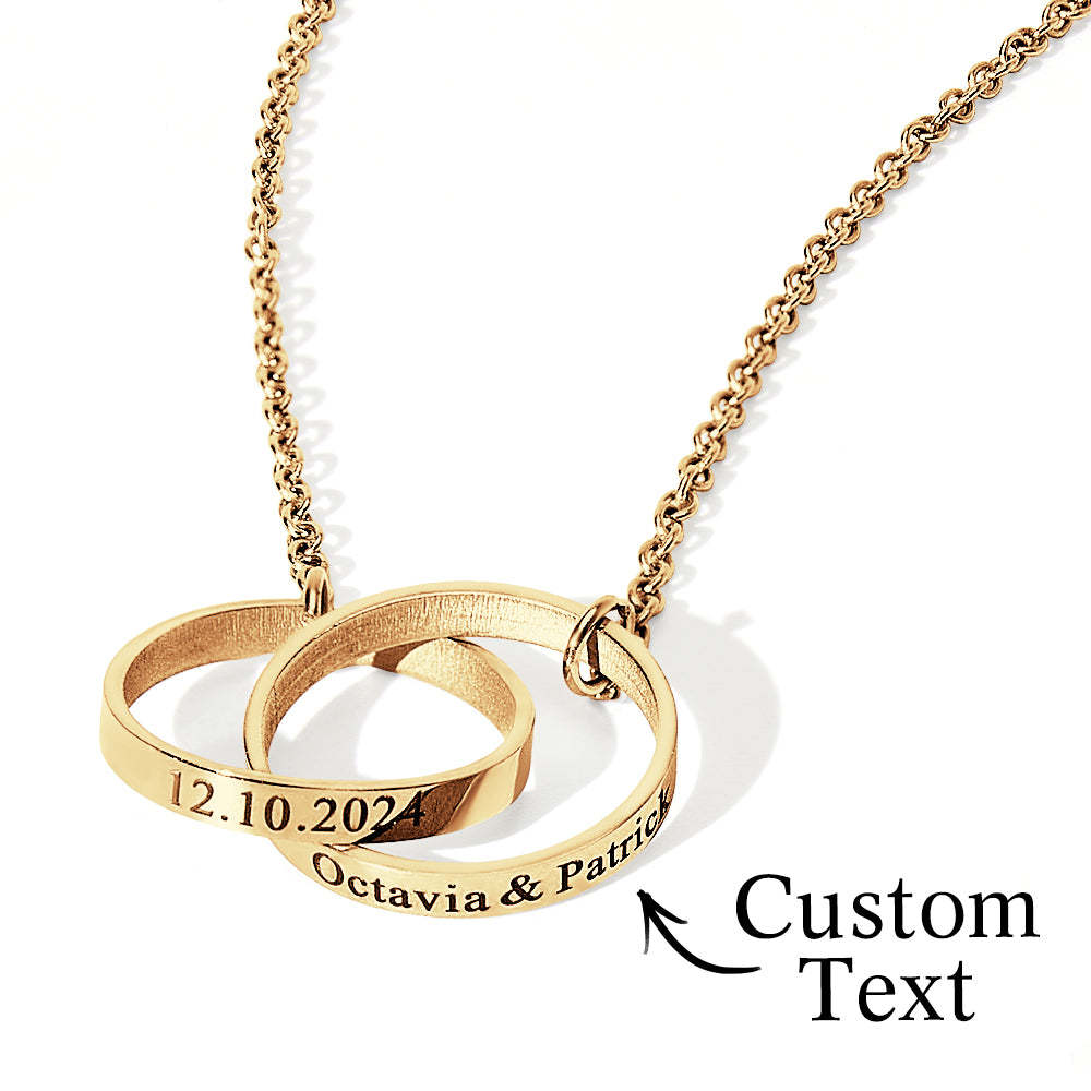 Personalized Double Ring Necklace with Engraved Name Wedding Gift for Bride - soufeelus