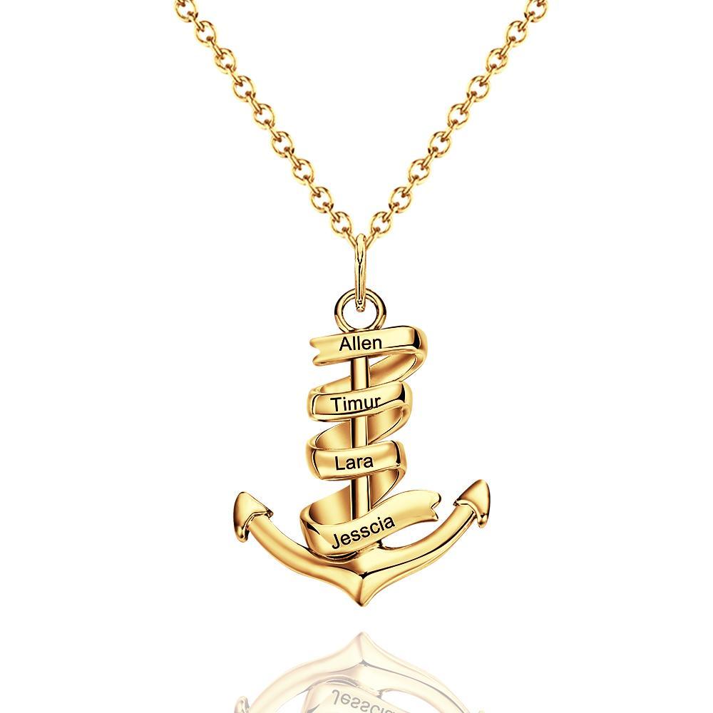 Personalized Custom Engraved Name Necklaces for Women Fashion Anchor Heart Bar Necklace Pendant Memorial Jewelry - soufeelus
