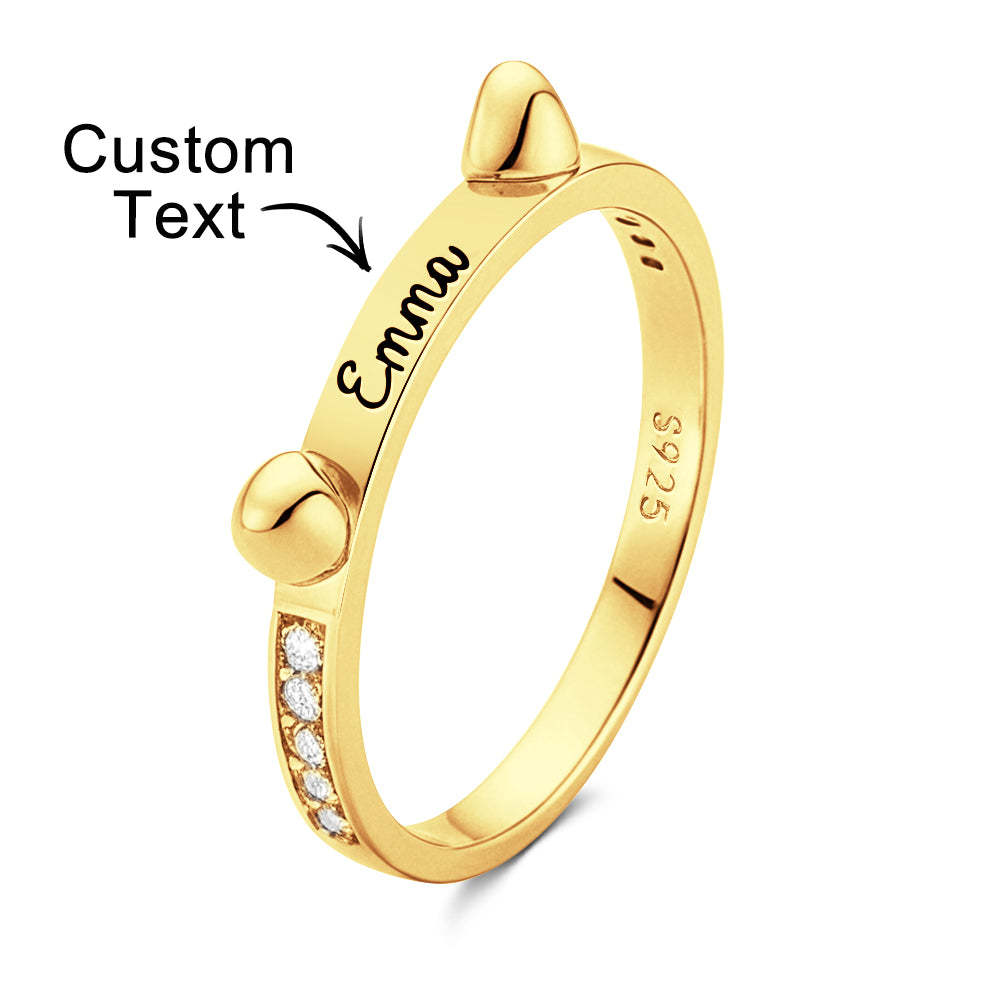 Personalized Cute Pet Ring with Engraved Name Birthday Gift for Cat Dog Pet Lover - soufeelus