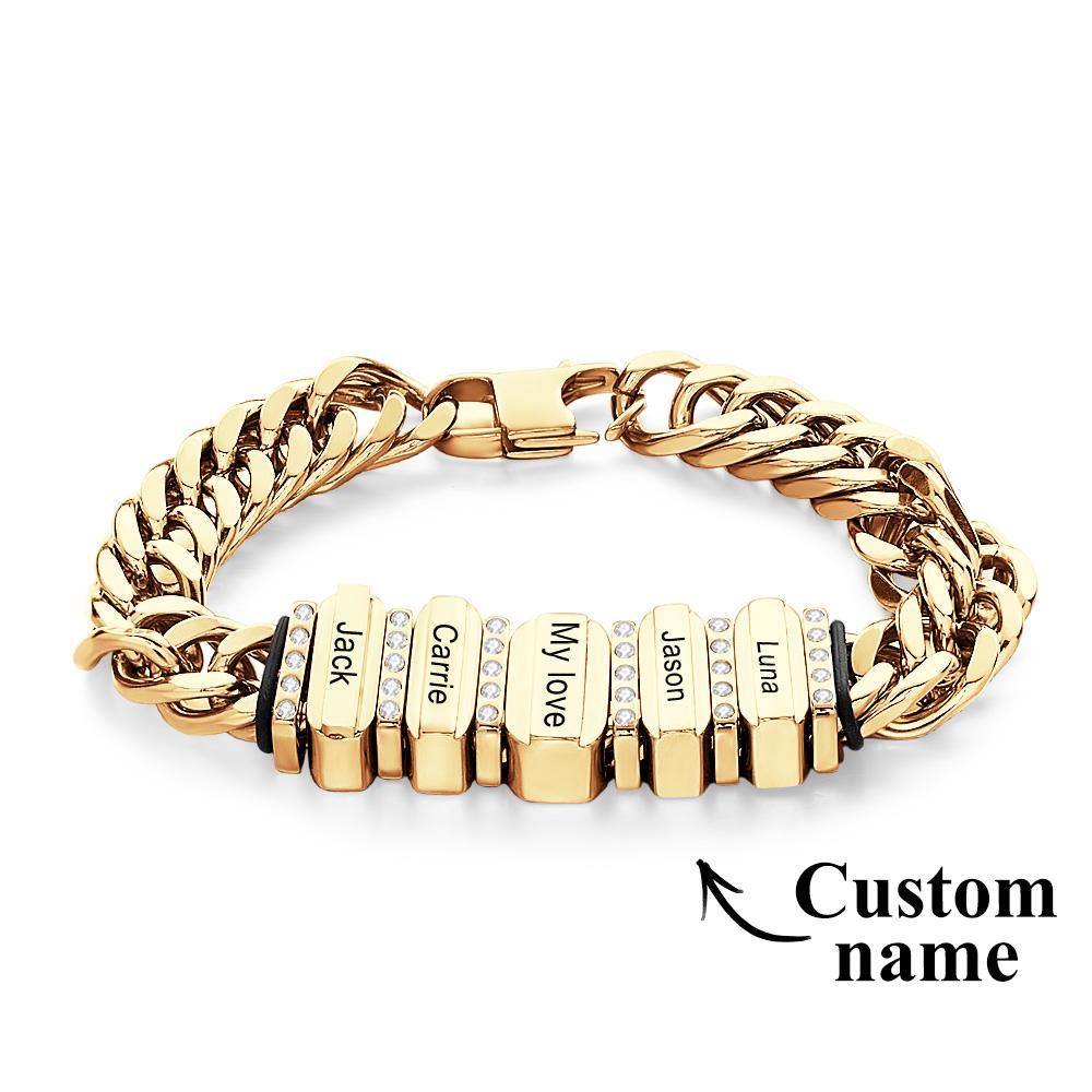 Snake Shaped Chains with Custom Diamond Family Beads Customized with Family Name Giving a Special Gift for Couple - soufeelus