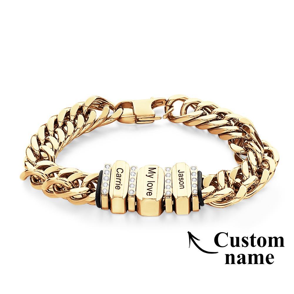 Snake Shaped Chains with Custom Diamond Family Beads Customized with Family Name Giving a Special Gift for Couple - soufeelus