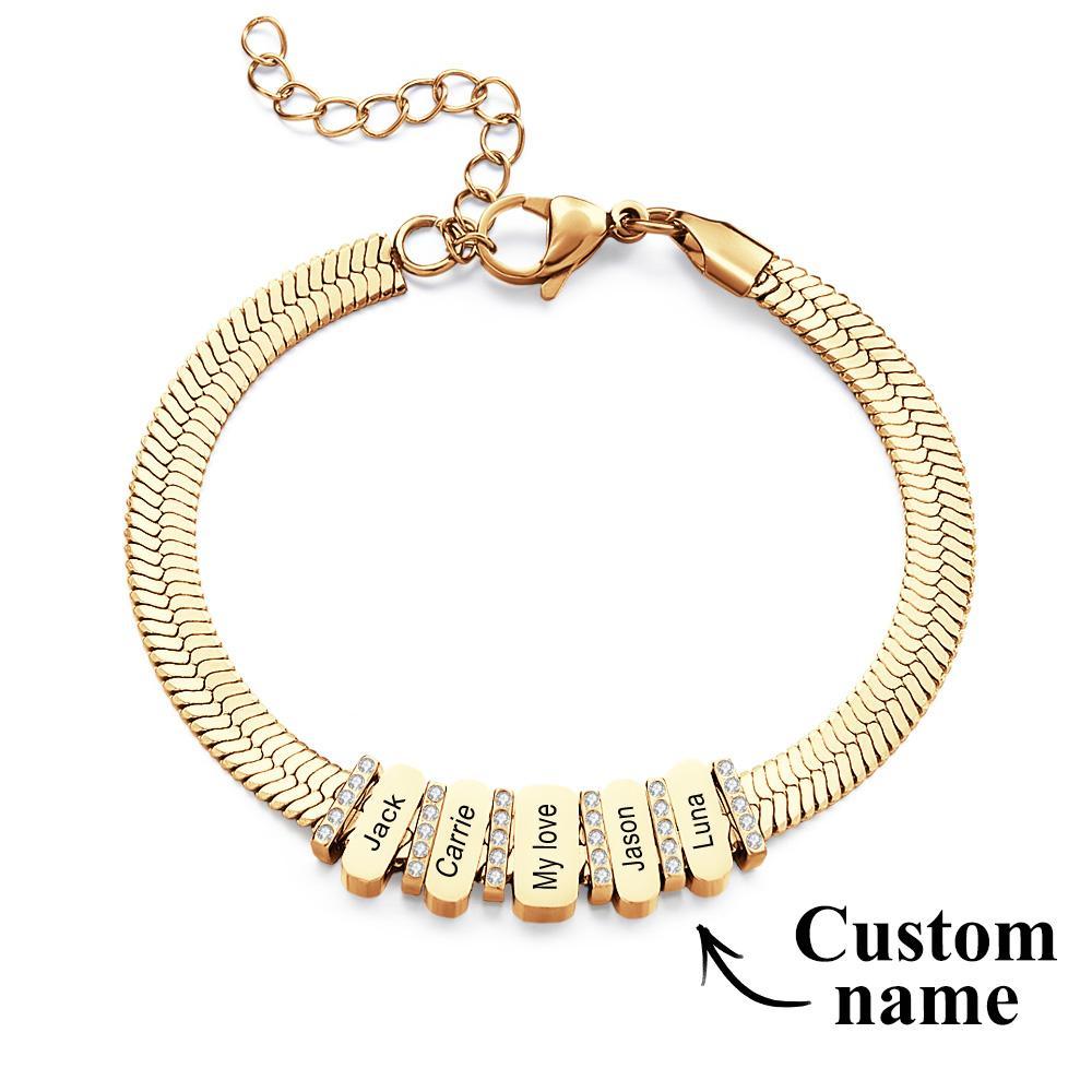 Snake Shaped Chains with Custom Diamond Family Beads Customized with Family Name Giving a Special Gift for Couple - soufeelus