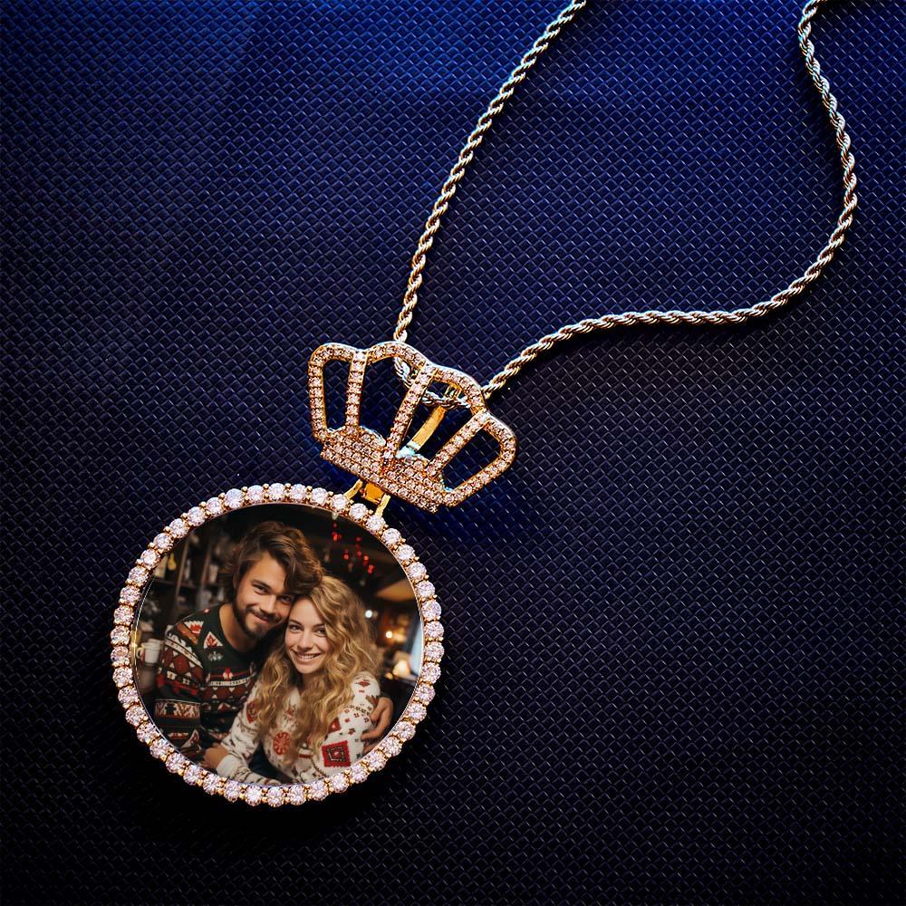 Hip Hop Photo Necklace With Crown King Pendant Jewelry Gifts For Men - soufeelus