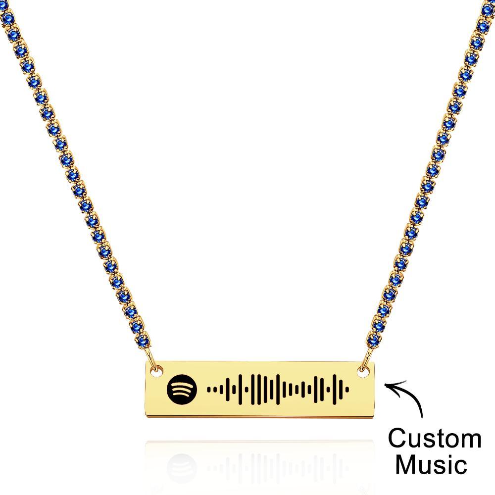 Scannable Spotify Code Bar Necklace Tennis Chain Fashion Gift - soufeelus