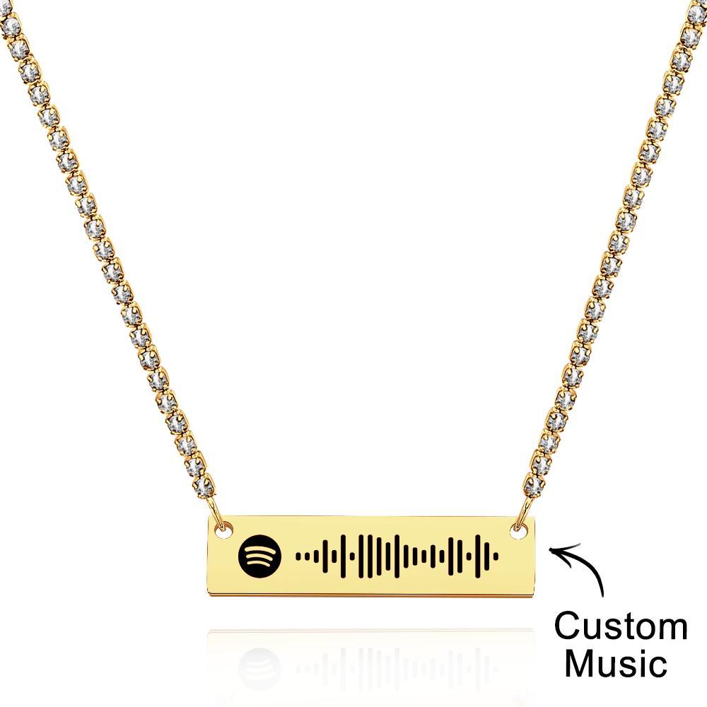 Scannable Spotify Code Bar Necklace Tennis Chain Fashion Gift - soufeelus