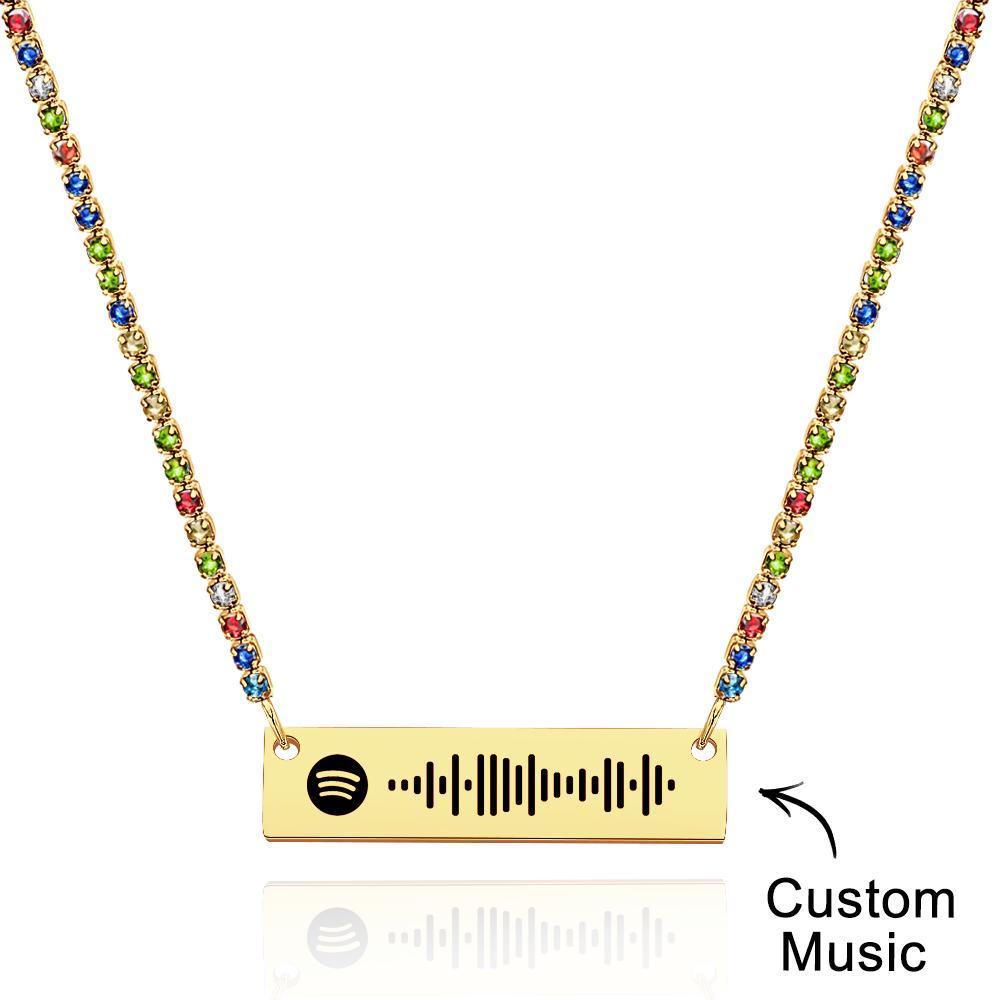 Scannable Spotify Code Bar Necklace Tennis Chain Fashion Gift - soufeelus