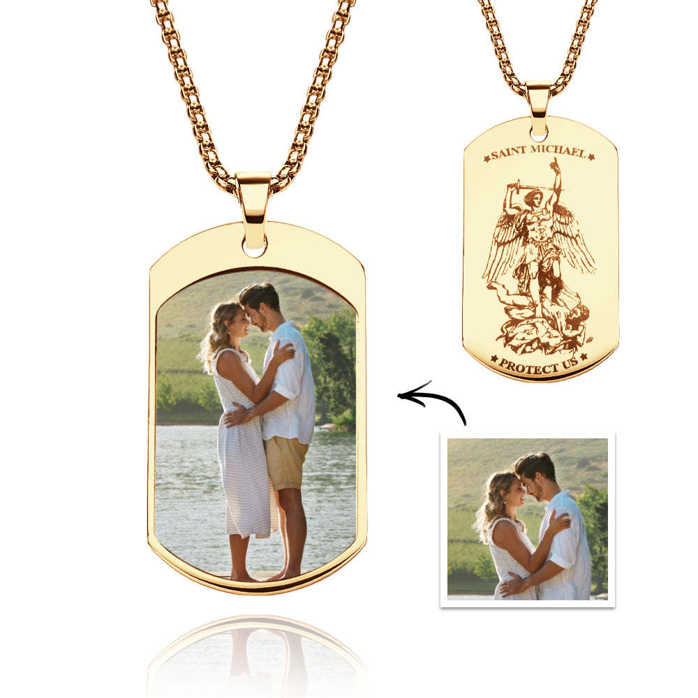 Custom Photo Necklace Archangel Saint Michael Jewelry Pendant - soufeelus