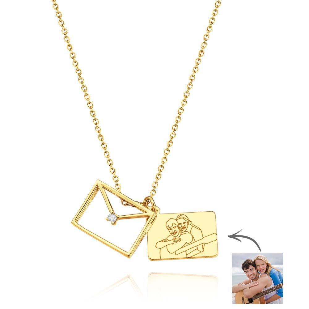 Custom Photo Envelope Letter Necklace - soufeelus