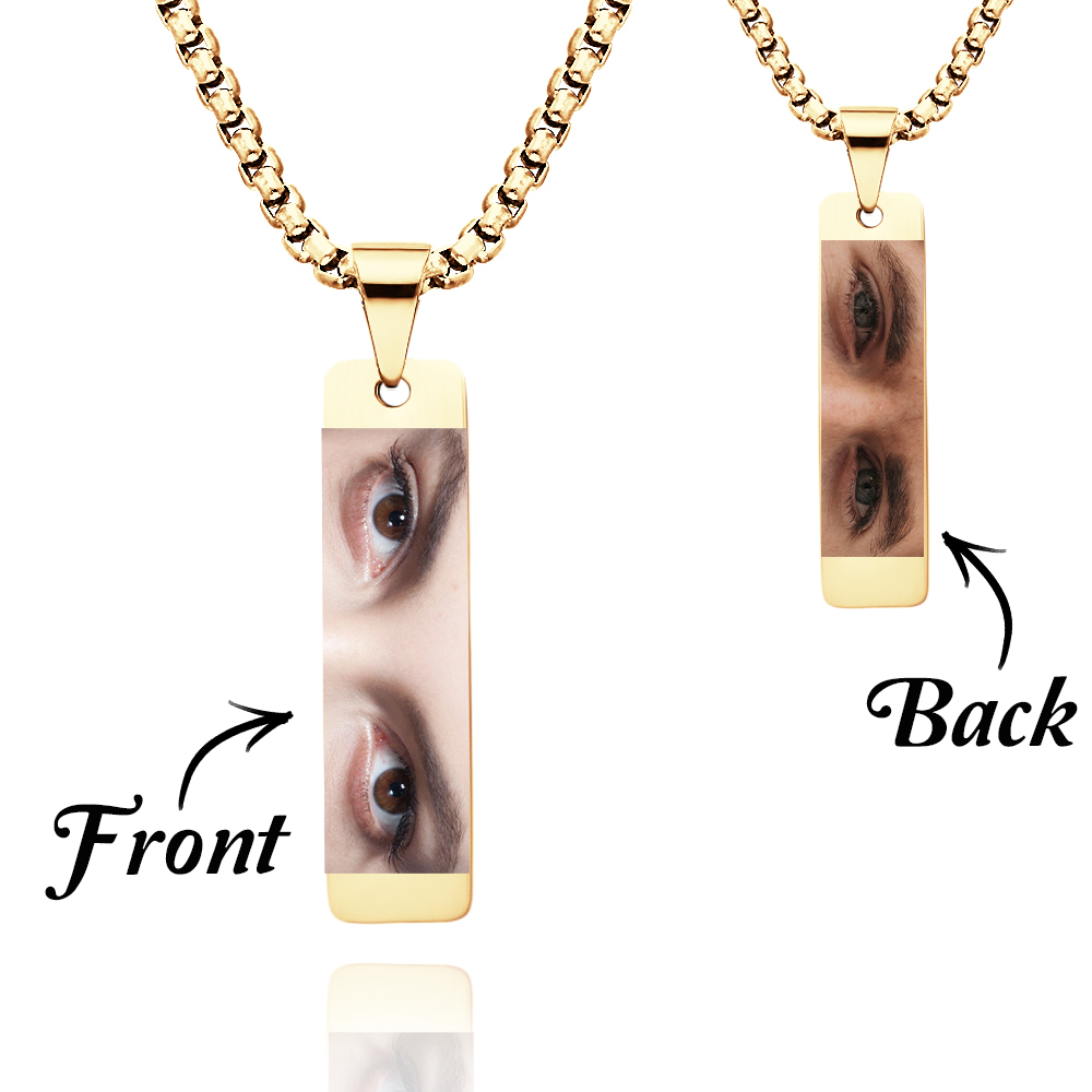 Custom Colored Eyes Photo Necklace Double Sided Personalization Jewelry Photo Eye Necklace You and Him/Her - soufeelus