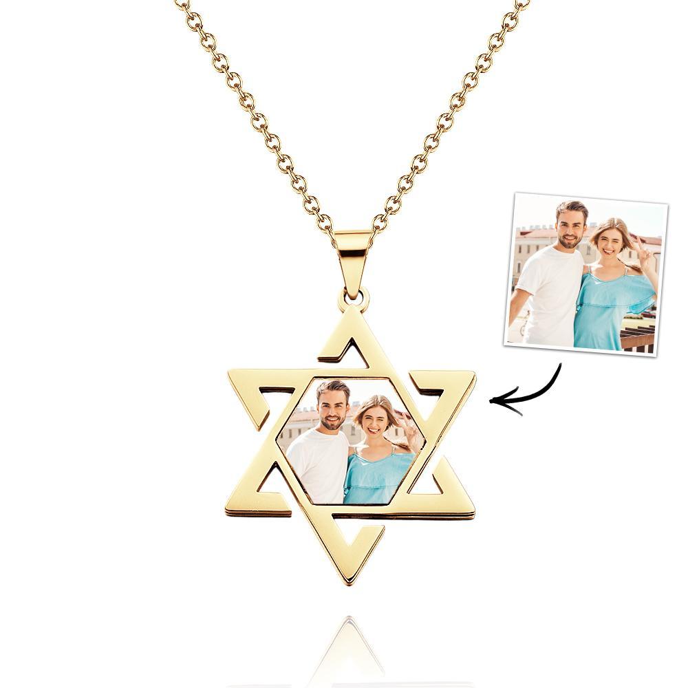 Star of David Necklaces for Women Men's Stainless Steel Jewelry Best Friend Gift Custom Necklace with Picture - soufeelus
