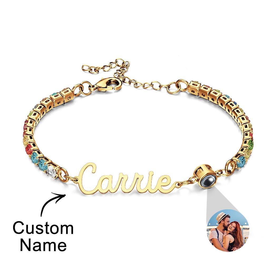 Custom Name Tennis Bracelets Projection Unique Gifts for Girl - soufeelus