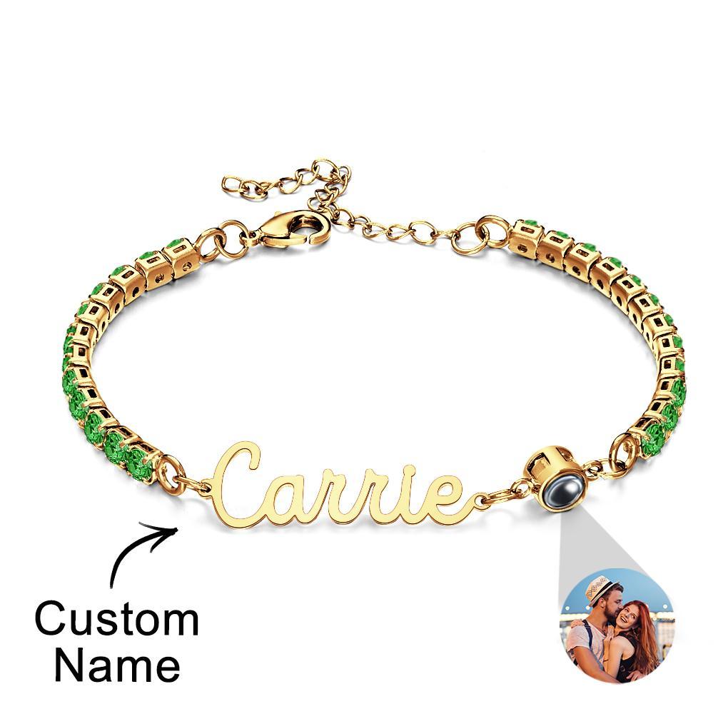 Custom Name Tennis Bracelets Projection Unique Gifts for Girl - soufeelus