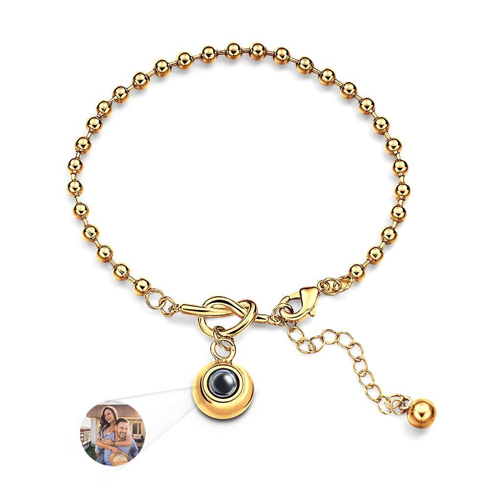 Custom Photo Projection Bracelet with Round Bead Stylish Present for Important Person - soufeelus