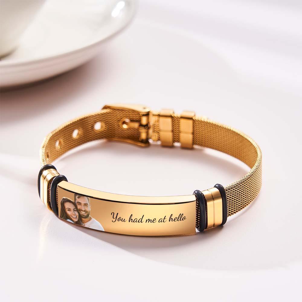Custom Photo Bracelet for Mens Perfect Gift for Him Custom Message Bracelet Personalized Gift - soufeelus