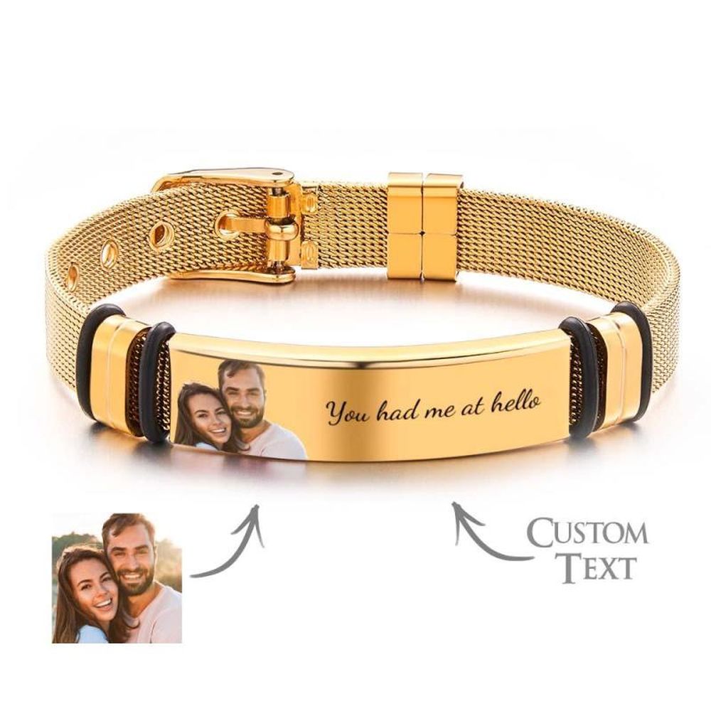 Customized Optional Photo Engraved Spotify Code Stainless Steel Bracelet Best Gifts For Dads On Father's Day detail