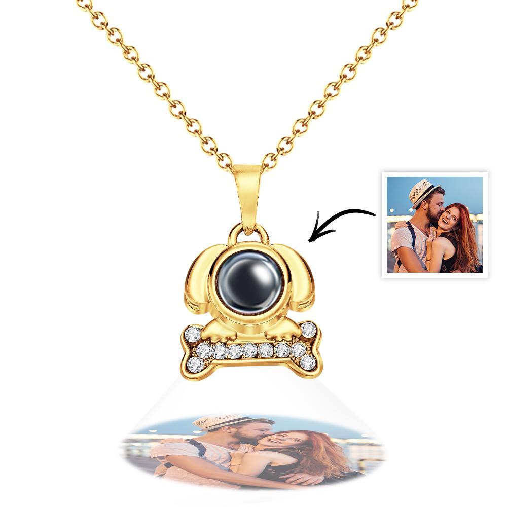 Custom Photo Projection Lovely Dog Bone Necklace Trendy Gift for Pet Lover - soufeelus