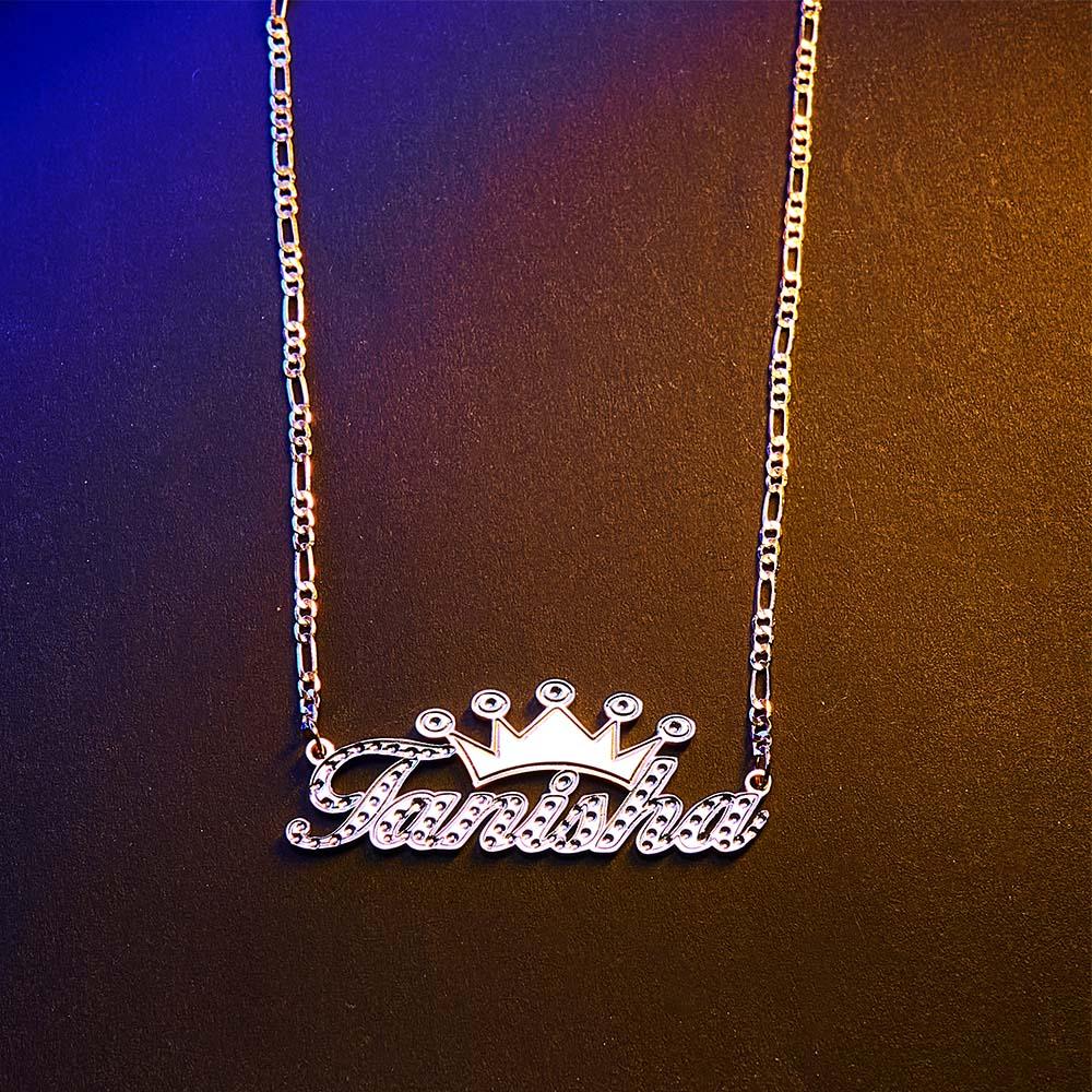 Personalized Hip Hop Name Necklace With Crown Metal Necklace Gifts for Men - soufeelus