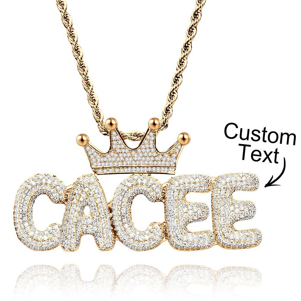 Custom Name Necklace With Crown Trendy Letter Chain Hip Hop Necklace For Men - soufeelus