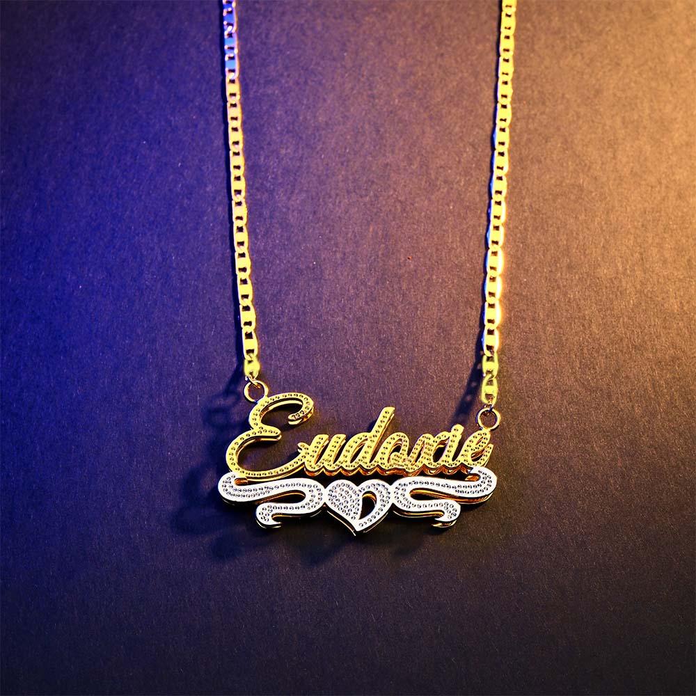 Personalized Name Necklace Fashion Love Heart Decor Necklace Gifts for Men detail