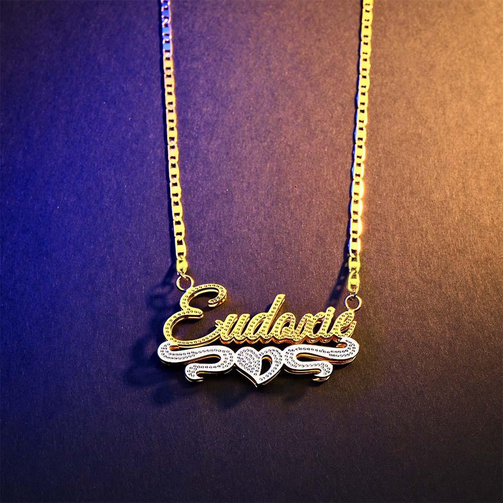 Personalized Name Necklace Fashion Love Heart Decor Necklace Gifts for Men - soufeelus