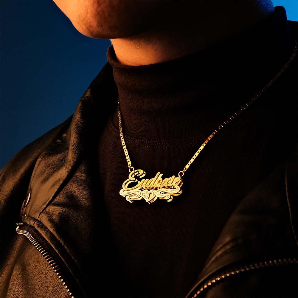 Personalized Name Necklace Fashion Love Heart Decor Necklace Gifts for Men - soufeelus