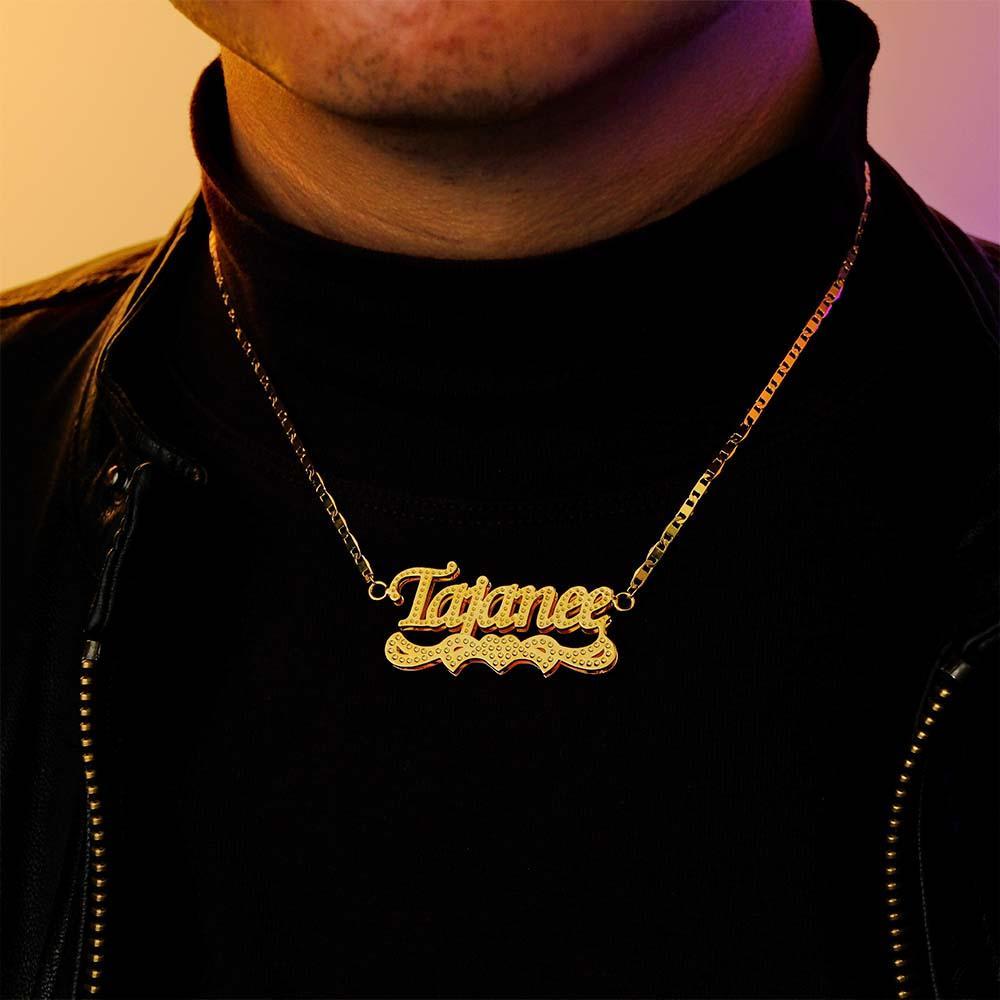 Custom Name Necklace Hip Hop Fashion Heart Decor Necklace Gifts for Him - soufeelus