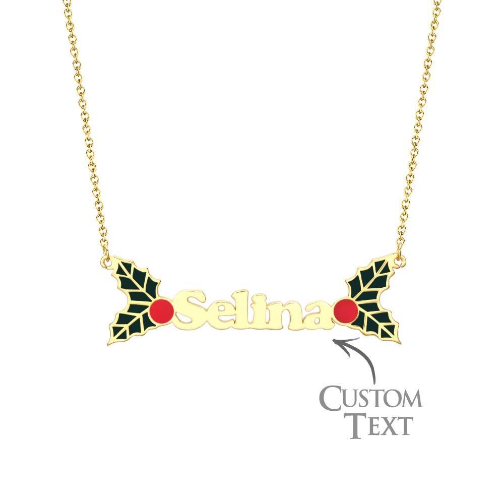 Custom Name Necklace Christmas Berries Unique Gift - soufeelus