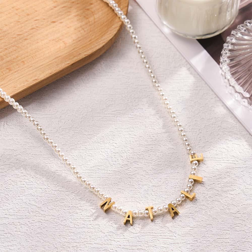 Personalized Pearl Necklace Custom Name Necklace Gift For Her - soufeelus