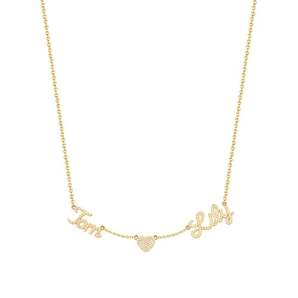 Custom Name and Pave Heart Charm Necklace Stylish Jewelry Gift For Women - soufeelus