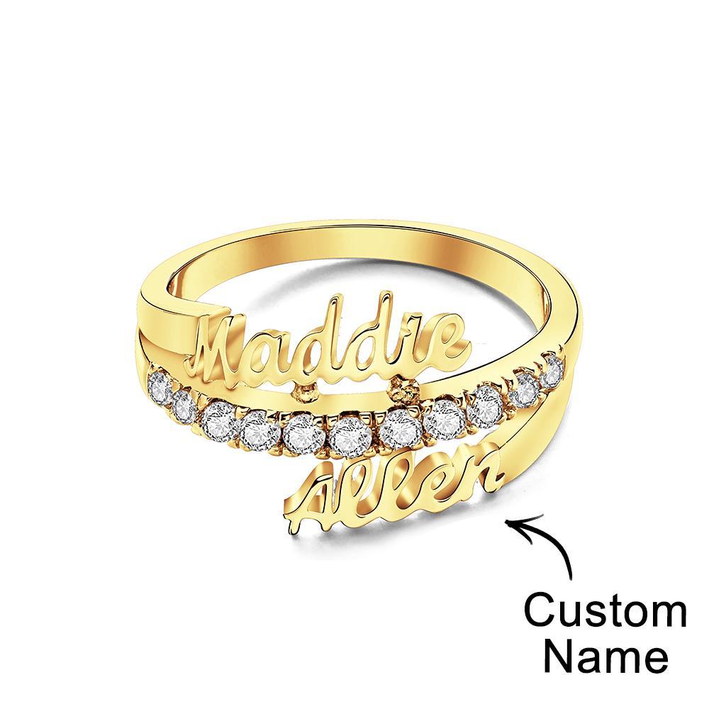 Custom Two Names Ring Personalized Gift For Mom Best Friend Gift Stackable Ring - soufeelus