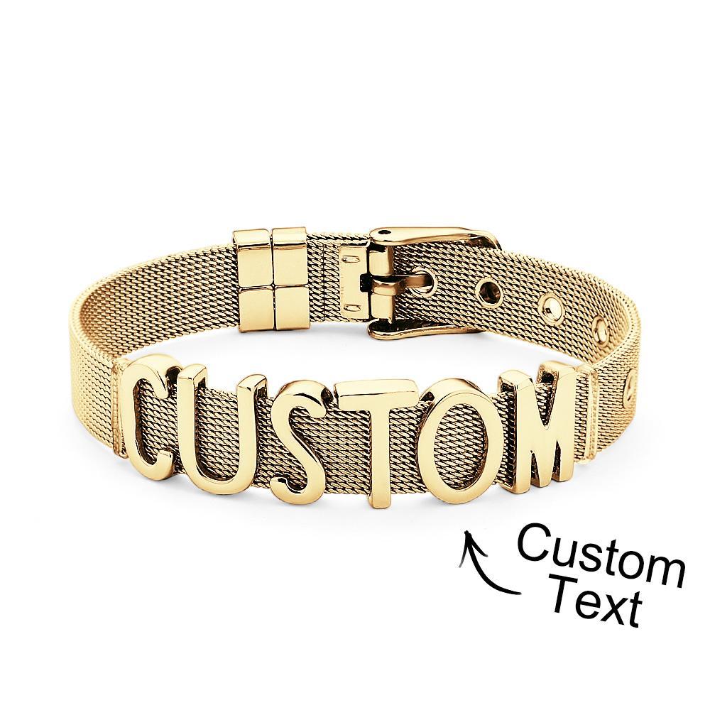 Men Wristband Custom Punk Jewelry Wide Nylon Band Bracelet DIY Custom 1-8 Initial Letter Charm - soufeelus