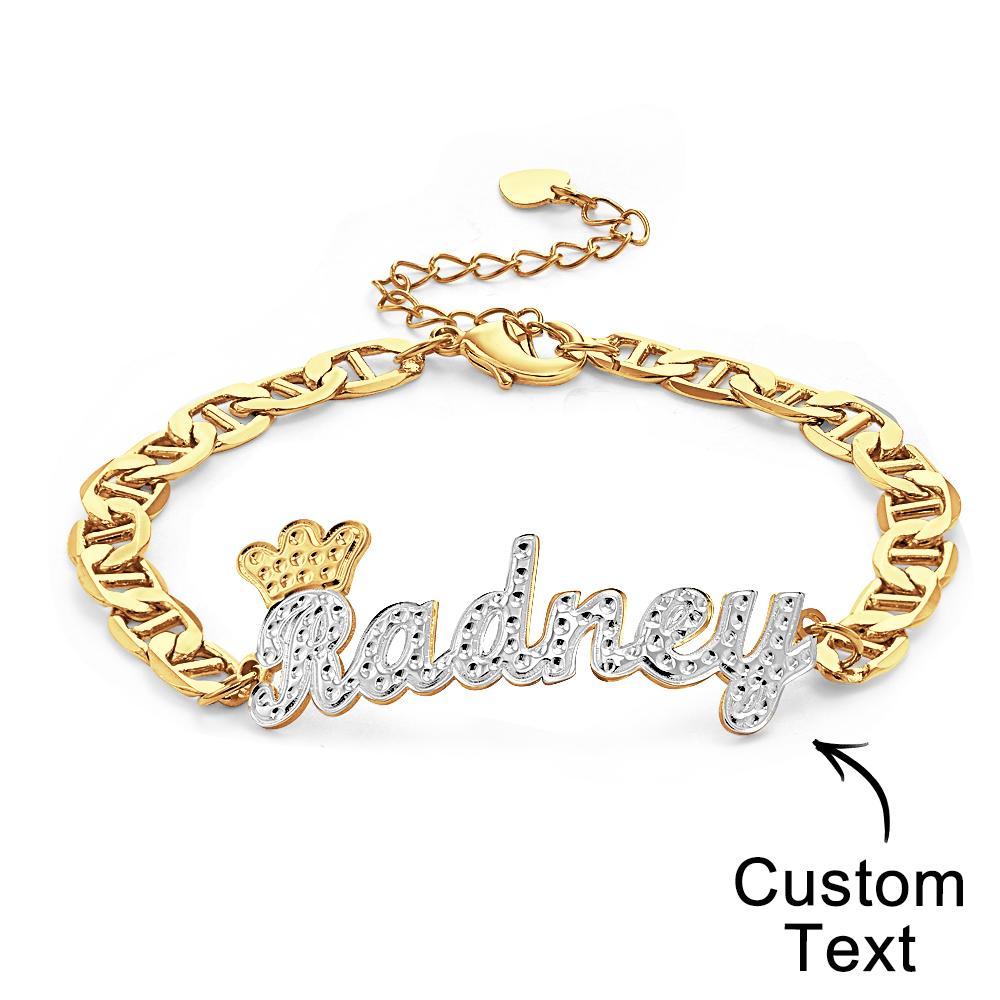 Personalized Trendy Name Bracelet With Crown Chain Hip Hop Bracelet Jewelry Gifts For Men - soufeelus