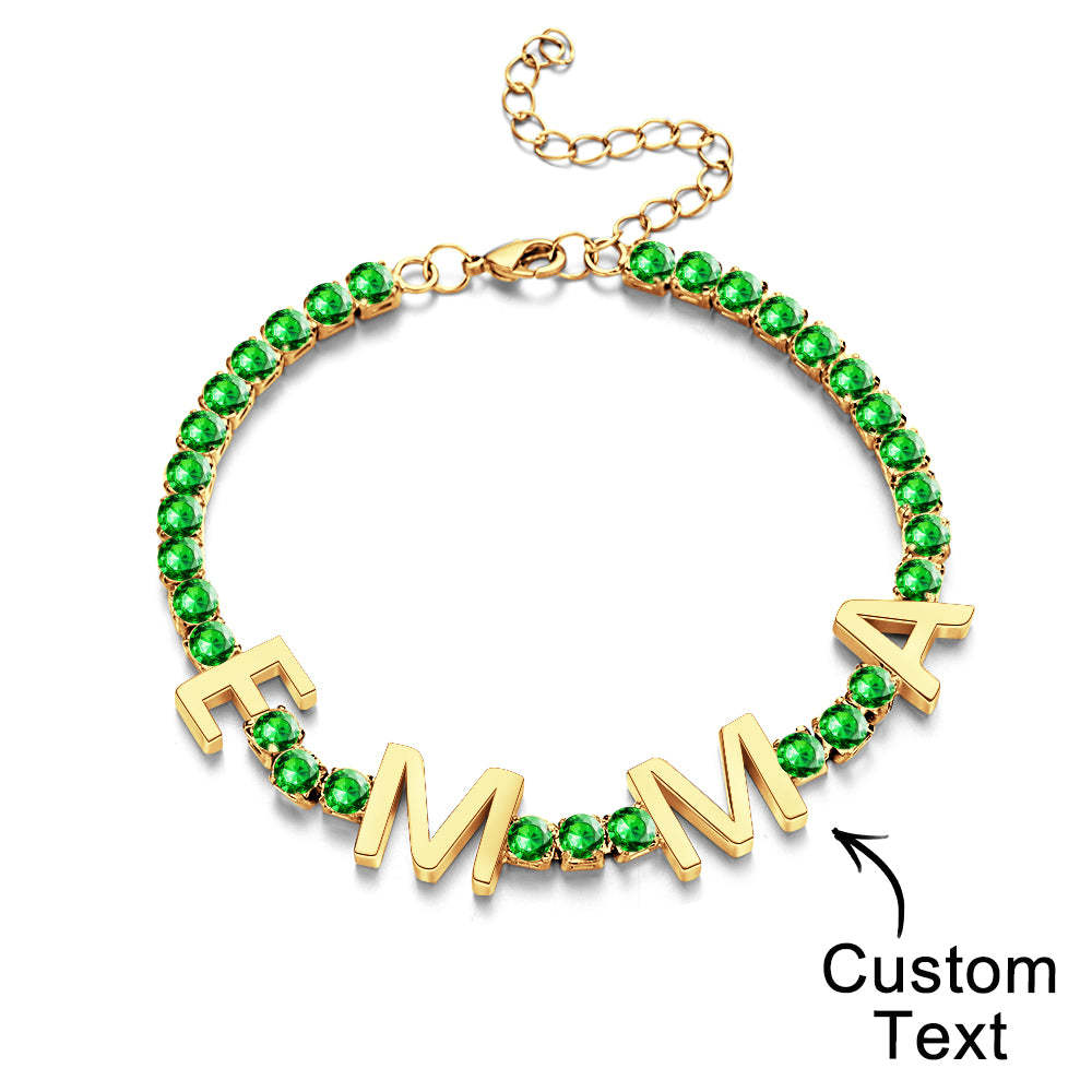 Custom Name Letter Tennis Chain Bracelet Hiphop Jewelry For Gift - soufeelus