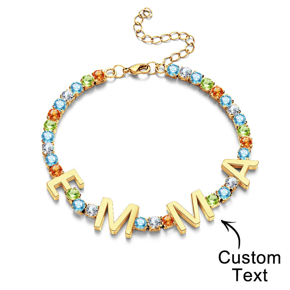 Custom Name Letter Tennis Chain Bracelet Hiphop Jewelry For Gift - soufeelus