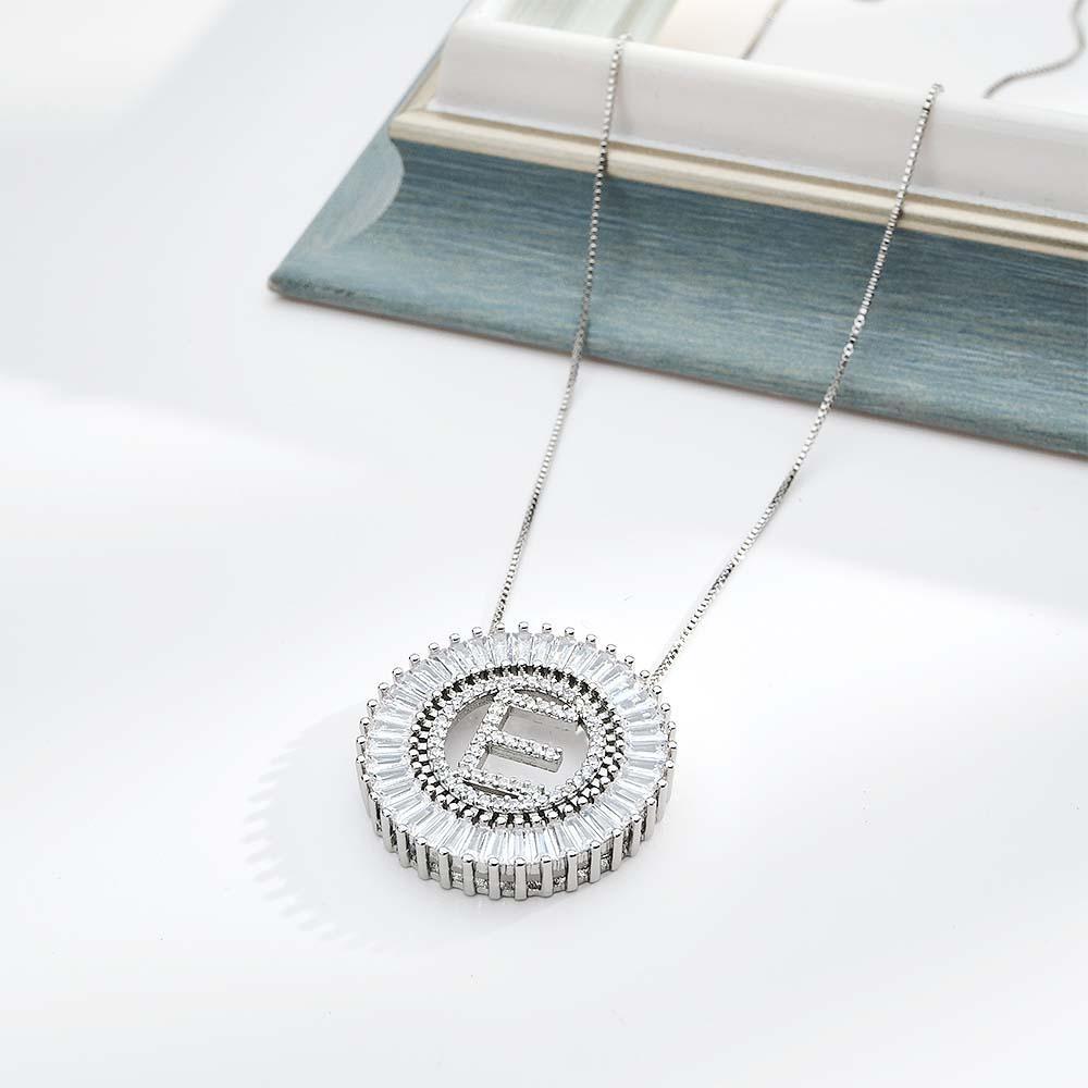 Custom Initial Letter Diamond Necklace Sunburst Hip Hop Necklace For Him - soufeelus