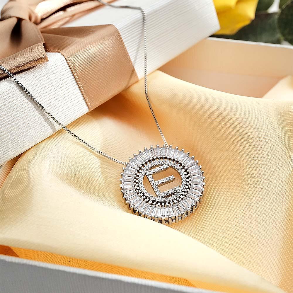 Custom Initial Letter Diamond Necklace Sunburst Hip Hop Necklace For Him - soufeelus