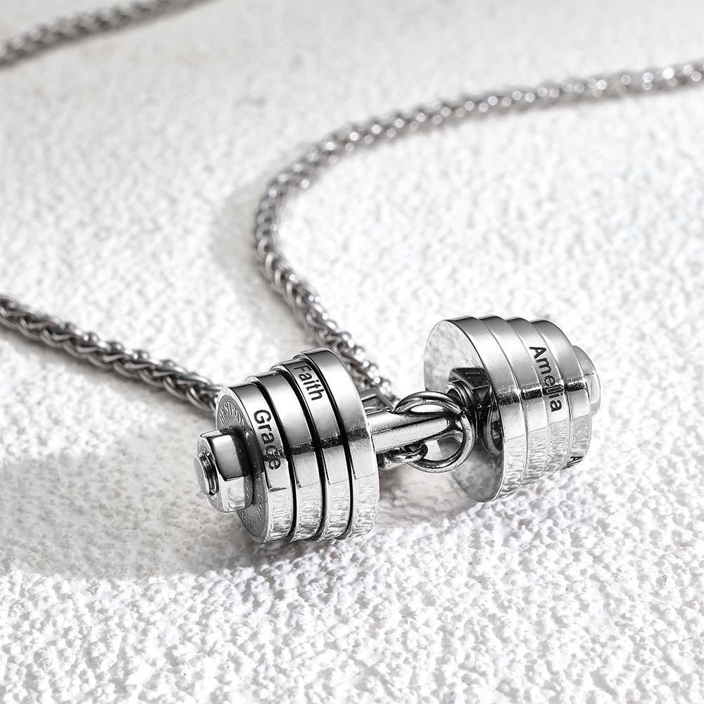 Personalized DAD Dumbbell Charm Necklace Fashionable Pendant Father's Day Gift - soufeelus