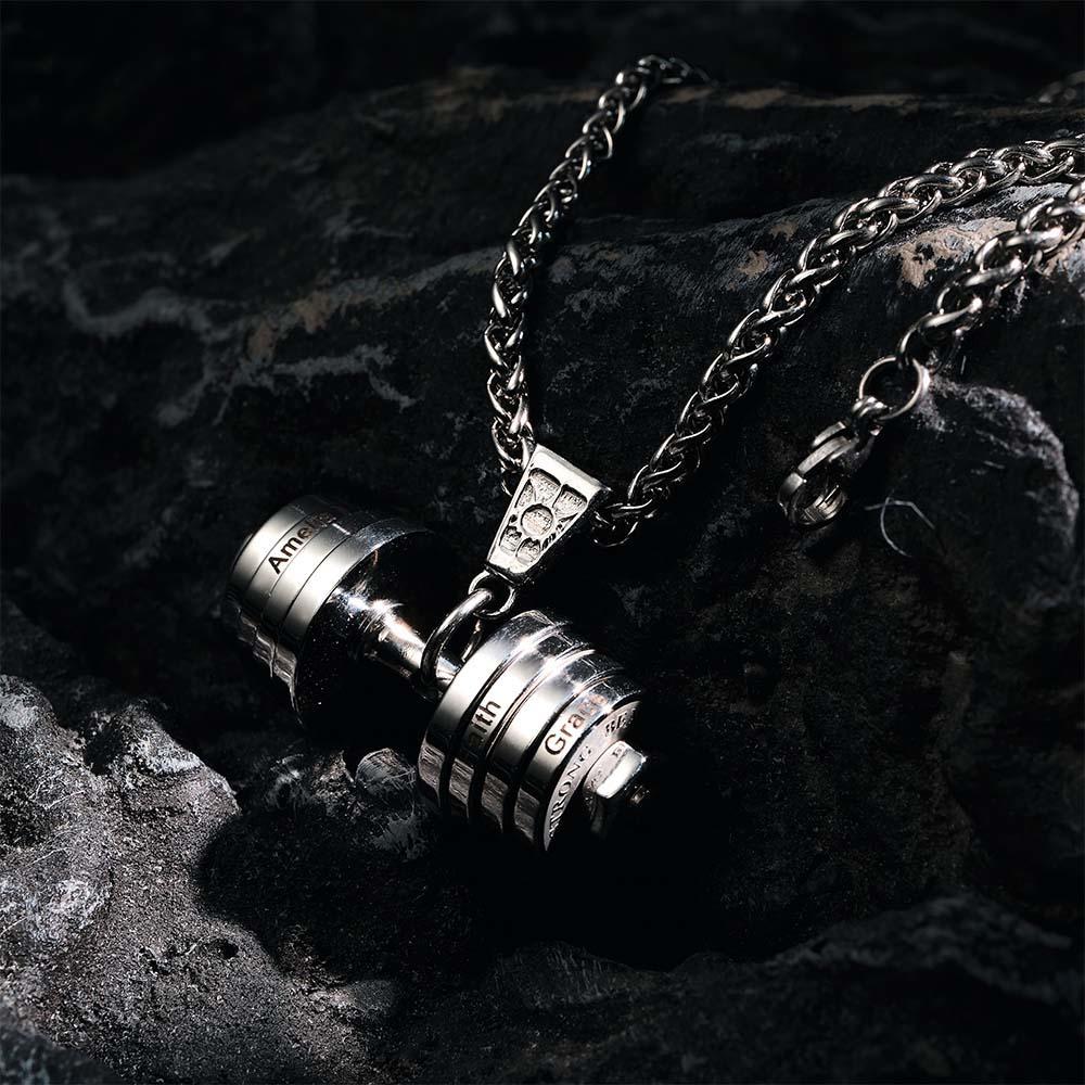 Personalized DAD Dumbbell Charm Necklace Fashionable Pendant Father's Day Gift - soufeelus