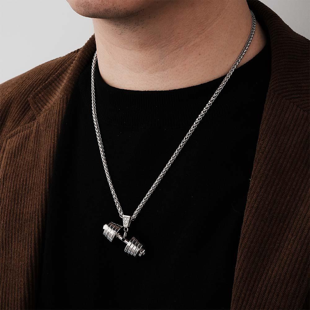 Personalized DAD Dumbbell Charm Necklace Fashionable Pendant Father's Day Gift - soufeelus