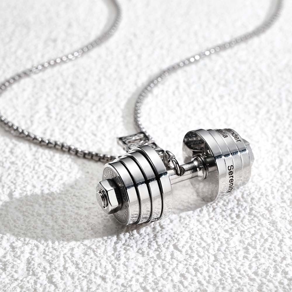 Personalized DAD Dumbbell Charm Necklace Fashionable Pendant Father's Day Gift - soufeelus
