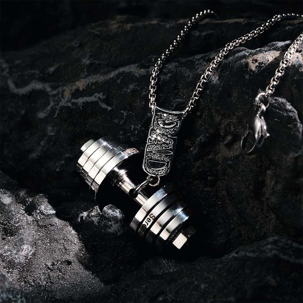 Personalized DAD Dumbbell Charm Necklace Fashionable Pendant Father's Day Gift - soufeelus