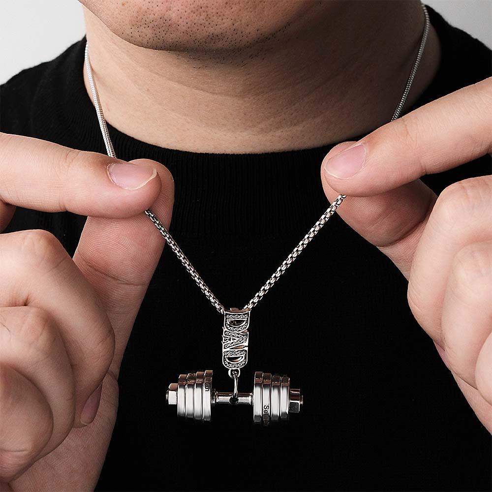 Personalized DAD Dumbbell Charm Necklace Fashionable Pendant Father's Day Gift - soufeelus