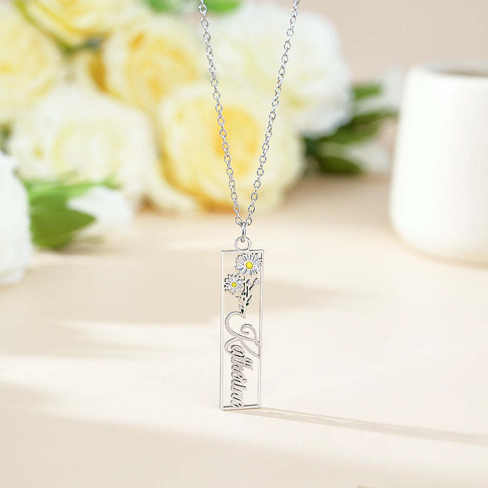 Personalized Birth Flower Name Necklace Bride Bridesmaid Gift for Women - soufeelus